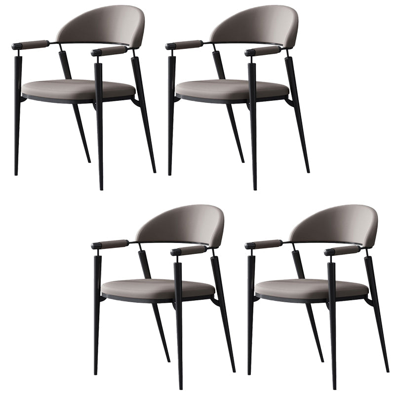 Glam Style Arm Chair Metal Open Back Dining Room Chair for Kitchen Grey 4 Piece Set Clearhalo 'Dining Chairs' 'Dining Tables & Seating' 'dining_chair' 'furn' 'furn_dining_chair' 'Furniture' 'Kitchen & Dining Furniture' 6770840