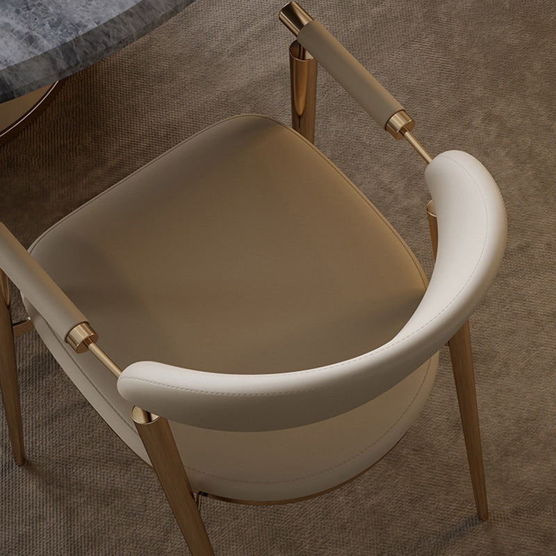 Silla de brazo estilo glam silla de comedor de metal abierta para la cocina