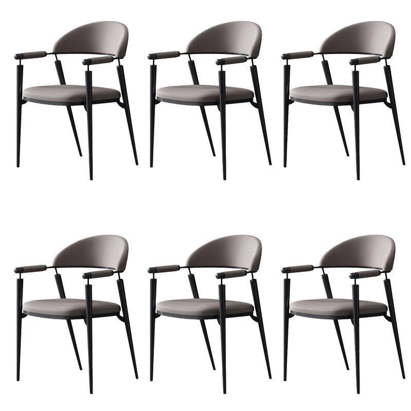 Glam Style Arm Chair Metal Open Back Dining Room Chair for Kitchen Grey 6 Piece Set Clearhalo 'Dining Chairs' 'Dining Tables & Seating' 'dining_chair' 'furn' 'furn_dining_chair' 'Furniture' 'Kitchen & Dining Furniture' 6770844
