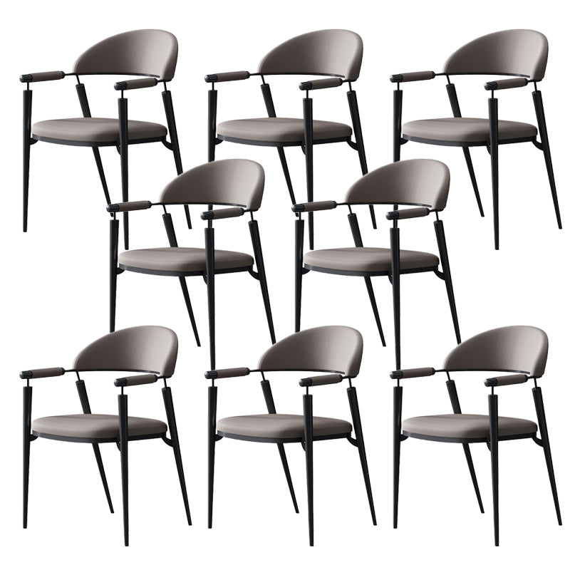 Glam Style Arm Chair Metal Open Back Dining Room Chair for Kitchen Grey 8 Piece Set Clearhalo 'Dining Chairs' 'Dining Tables & Seating' 'dining_chair' 'furn' 'furn_dining_chair' 'Furniture' 'Kitchen & Dining Furniture' 6770848