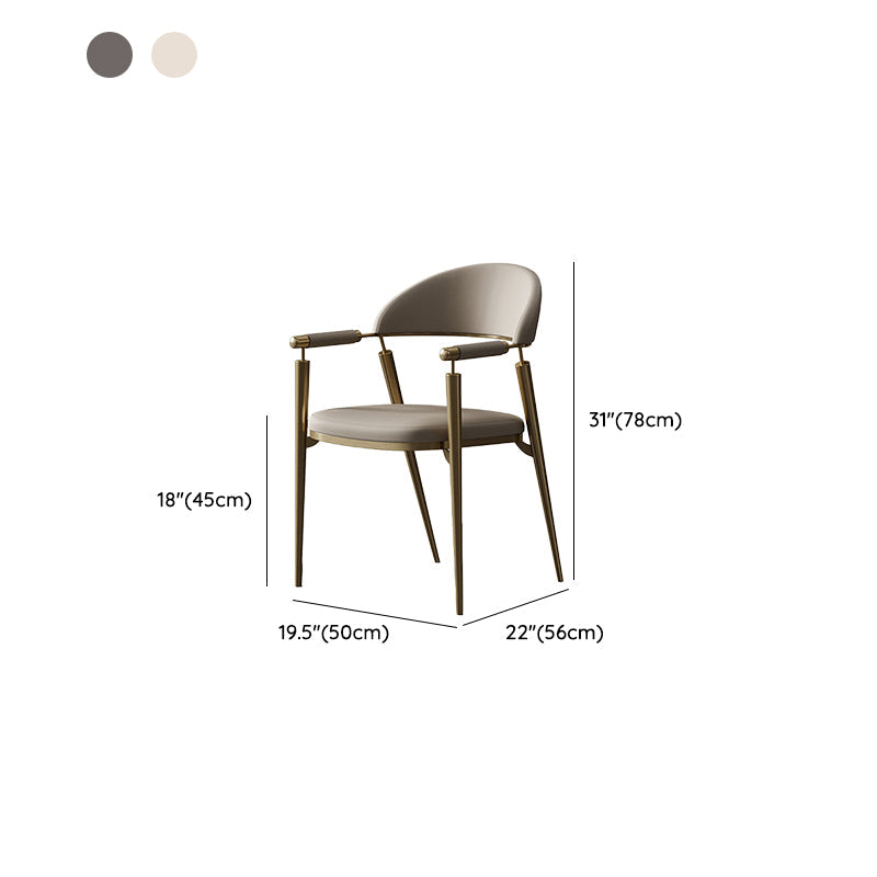 Silla de brazo estilo glam silla de comedor de metal abierta para la cocina