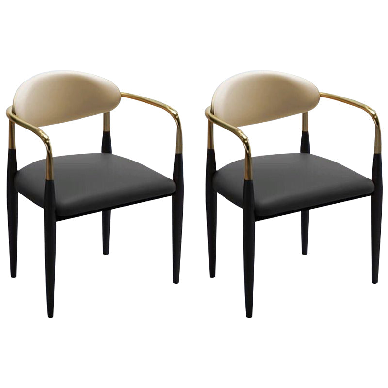 Faux Leather Dining Arm Chair Kitchen Open Back Dining Side Chair Black 2 Piece Set Clearhalo 'Dining Chairs' 'Dining Tables & Seating' 'dining_chair' 'furn' 'furn_dining_chair' 'Furniture' 'Kitchen & Dining Furniture' 6770881
