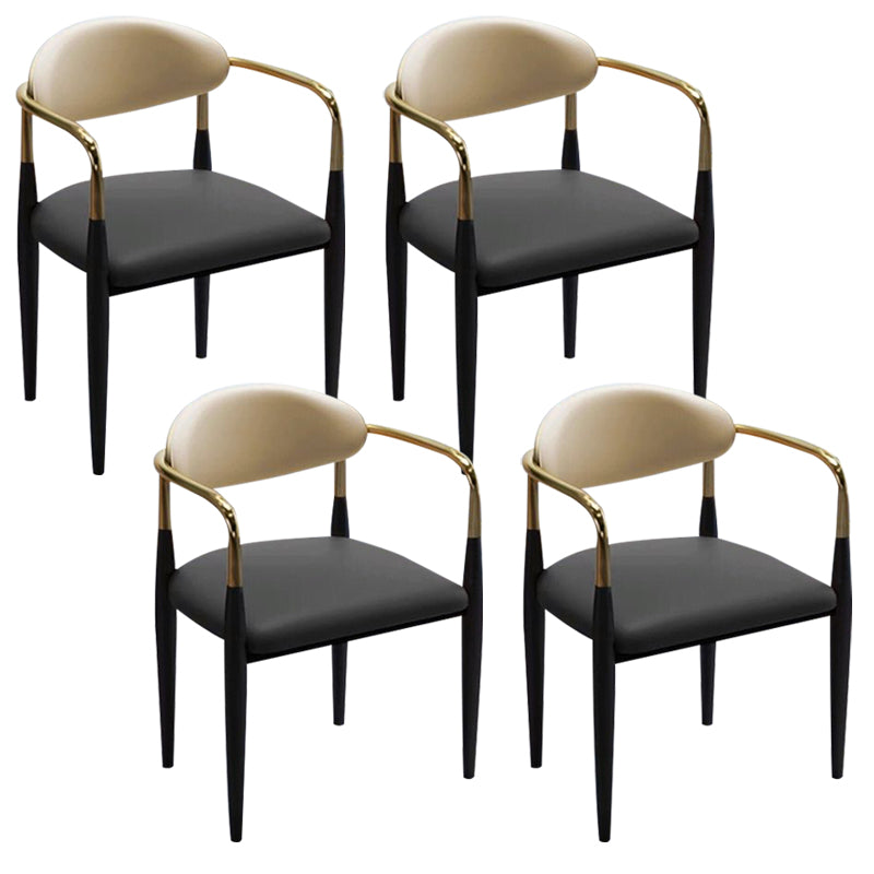 Faux Leather Dining Arm Chair Kitchen Open Back Dining Side Chair Black 4 Piece Set Clearhalo 'Dining Chairs' 'Dining Tables & Seating' 'dining_chair' 'furn' 'furn_dining_chair' 'Furniture' 'Kitchen & Dining Furniture' 6770883