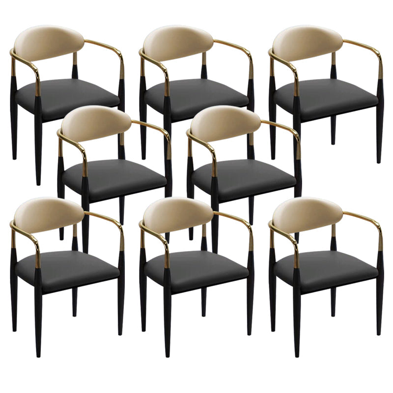 Faux Leather Dining Arm Chair Kitchen Open Back Dining Side Chair Black 8 Piece Set Clearhalo 'Dining Chairs' 'Dining Tables & Seating' 'dining_chair' 'furn' 'furn_dining_chair' 'Furniture' 'Kitchen & Dining Furniture' 6770888