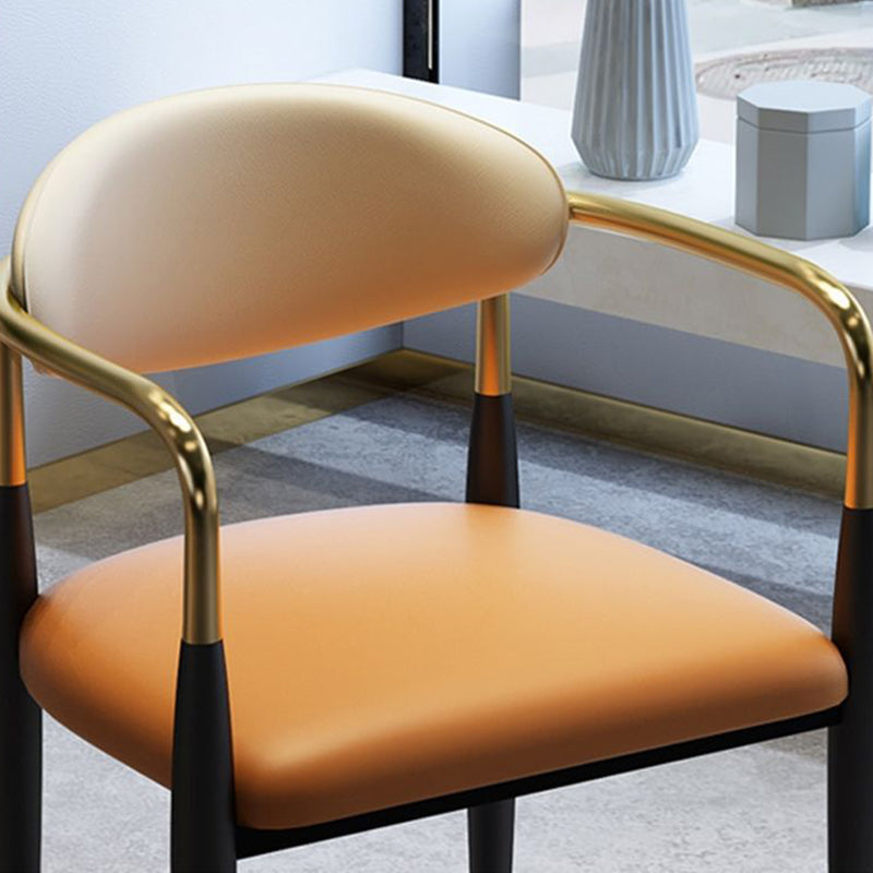 Faux Leather Dining Arm Chair Kitchen Open Back Dining Side Chair Clearhalo 'Dining Chairs' 'Dining Tables & Seating' 'dining_chair' 'furn' 'furn_dining_chair' 'Furniture' 'Kitchen & Dining Furniture' 6770889