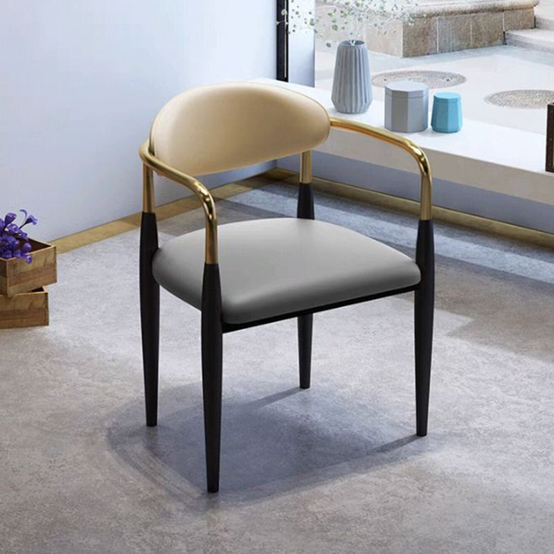 Faux Leather Dining Arm Chair Kitchen Open Back Dining Side Chair Grey 1 Piece Clearhalo 'Dining Chairs' 'Dining Tables & Seating' 'dining_chair' 'furn' 'furn_dining_chair' 'Furniture' 'Kitchen & Dining Furniture' 6770890