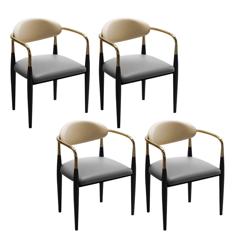 Faux Leather Dining Arm Chair Kitchen Open Back Dining Side Chair Grey 4 Piece Set Clearhalo 'Dining Chairs' 'Dining Tables & Seating' 'dining_chair' 'furn' 'furn_dining_chair' 'Furniture' 'Kitchen & Dining Furniture' 6770893