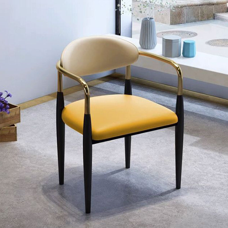 Faux Leather Dining Arm Chair Kitchen Open Back Dining Side Chair Yellow 1 Piece Clearhalo 'Dining Chairs' 'Dining Tables & Seating' 'dining_chair' 'furn' 'furn_dining_chair' 'Furniture' 'Kitchen & Dining Furniture' 6770897