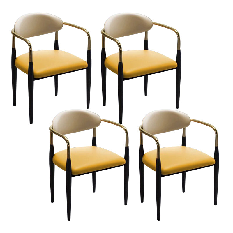 Faux Leather Dining Arm Chair Kitchen Open Back Dining Side Chair Yellow 4 Piece Set Clearhalo 'Dining Chairs' 'Dining Tables & Seating' 'dining_chair' 'furn' 'furn_dining_chair' 'Furniture' 'Kitchen & Dining Furniture' 6770899