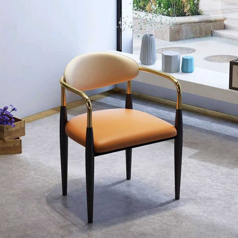 Faux Leather Dining Arm Chair Kitchen Open Back Dining Side Chair Orange 1 Piece Clearhalo 'Dining Chairs' 'Dining Tables & Seating' 'dining_chair' 'furn' 'furn_dining_chair' 'Furniture' 'Kitchen & Dining Furniture' 6770902