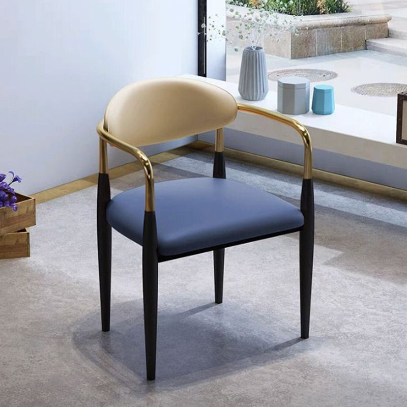 Faux Leather Dining Arm Chair Kitchen Open Back Dining Side Chair Blue 1 Piece Clearhalo 'Dining Chairs' 'Dining Tables & Seating' 'dining_chair' 'furn' 'furn_dining_chair' 'Furniture' 'Kitchen & Dining Furniture' 6770907