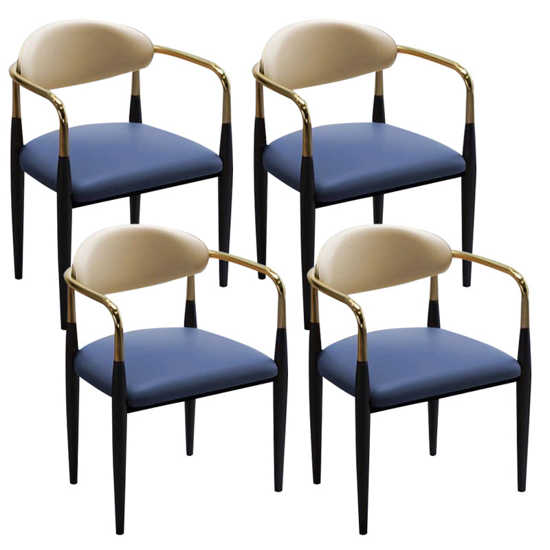 Faux Leather Dining Arm Chair Kitchen Open Back Dining Side Chair Blue 4 Piece Set Clearhalo 'Dining Chairs' 'Dining Tables & Seating' 'dining_chair' 'furn' 'furn_dining_chair' 'Furniture' 'Kitchen & Dining Furniture' 6770909
