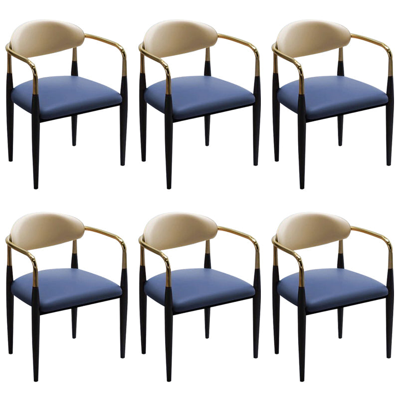 Faux Leather Dining Arm Chair Kitchen Open Back Dining Side Chair Blue 6 Piece Set Clearhalo 'Dining Chairs' 'Dining Tables & Seating' 'dining_chair' 'furn' 'furn_dining_chair' 'Furniture' 'Kitchen & Dining Furniture' 6770910