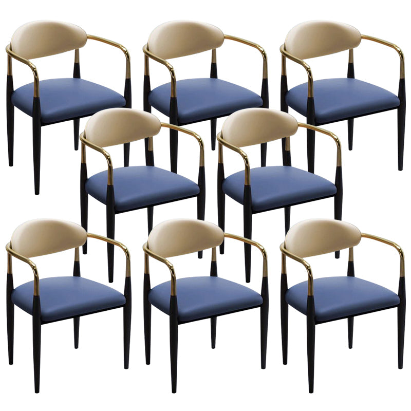 Faux Leather Dining Arm Chair Kitchen Open Back Dining Side Chair Blue 8 Piece Set Clearhalo 'Dining Chairs' 'Dining Tables & Seating' 'dining_chair' 'furn' 'furn_dining_chair' 'Furniture' 'Kitchen & Dining Furniture' 6770911