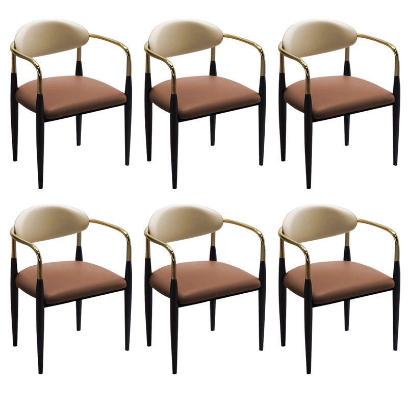 Faux Leather Dining Arm Chair Kitchen Open Back Dining Side Chair Coffee 6 Piece Set Clearhalo 'Dining Chairs' 'Dining Tables & Seating' 'dining_chair' 'furn' 'furn_dining_chair' 'Furniture' 'Kitchen & Dining Furniture' 6770920