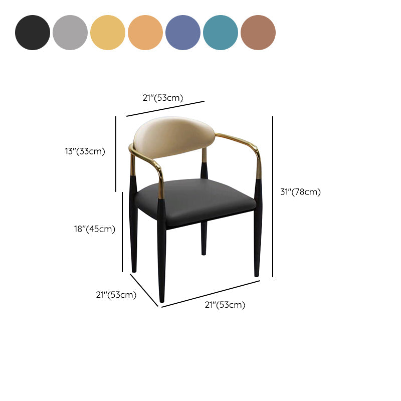 Faux Leather Dining Arm Chair Kitchen Open Back Dining Side Chair Clearhalo 'Dining Chairs' 'Dining Tables & Seating' 'dining_chair' 'furn' 'furn_dining_chair' 'Furniture' 'Kitchen & Dining Furniture' 6770922
