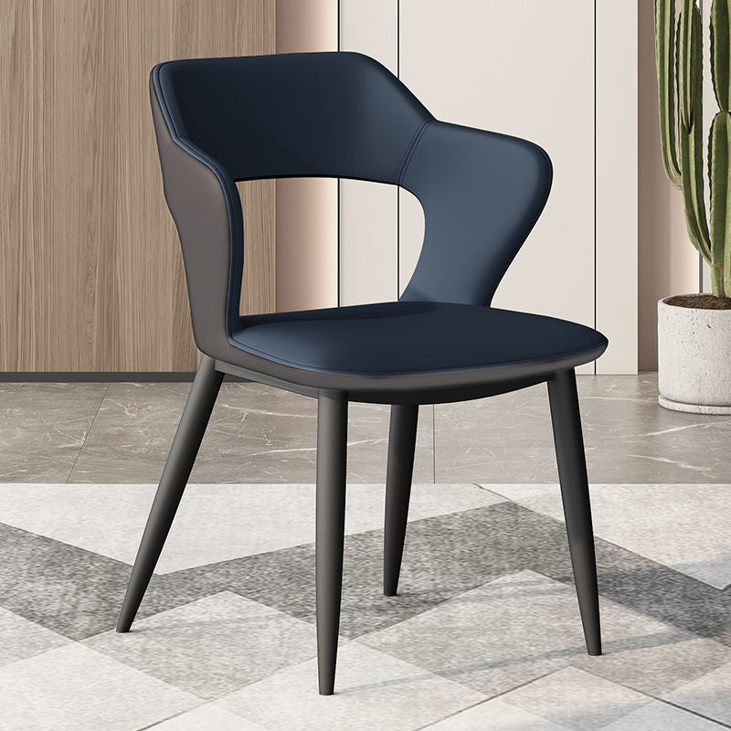 Faux Leder Essstühle Moderner Stil Open Rücken Armstuhl für Esszimmer