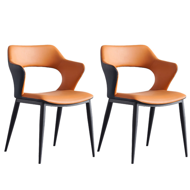 Sillas de comedor de cuero de falso sillón de brazo trasero de estilo moderno para comedor