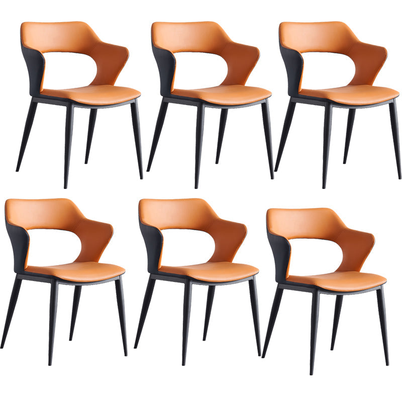 Faux Leder Essstühle Moderner Stil Open Rücken Armstuhl für Esszimmer