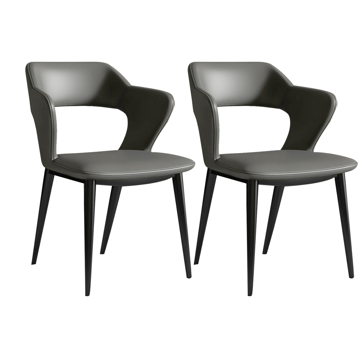 Sillas de comedor de cuero de falso sillón de brazo trasero de estilo moderno para comedor