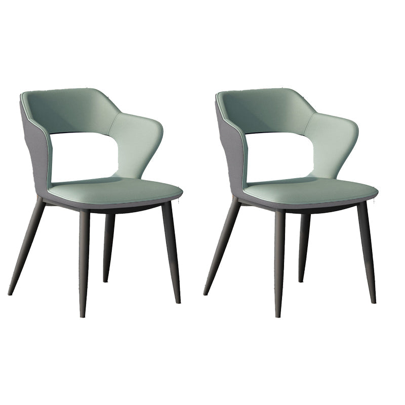 Faux Leder Essstühle Moderner Stil Open Rücken Armstuhl für Esszimmer