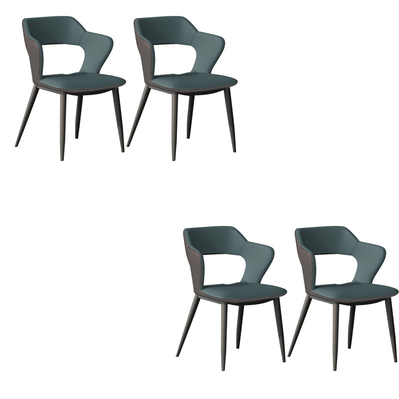 Faux Leder Essstühle Moderner Stil Open Rücken Armstuhl für Esszimmer