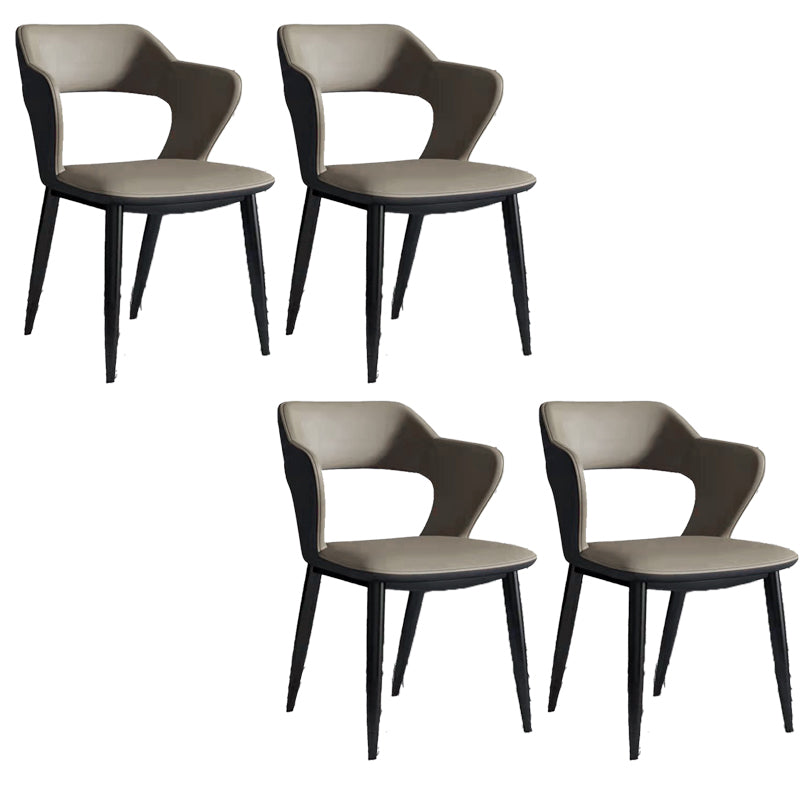 Sillas de comedor de cuero de falso sillón de brazo trasero de estilo moderno para comedor