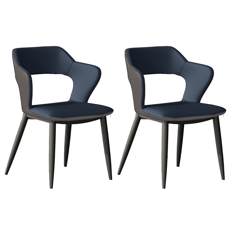 Sillas de comedor de cuero de falso sillón de brazo trasero de estilo moderno para comedor