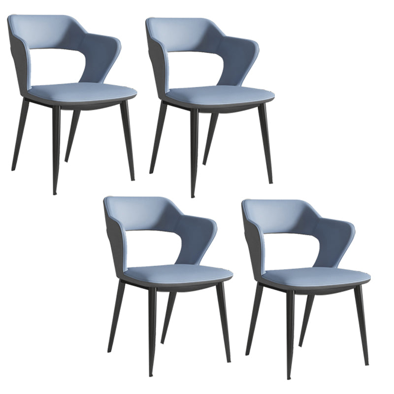 Sillas de comedor de cuero de falso sillón de brazo trasero de estilo moderno para comedor