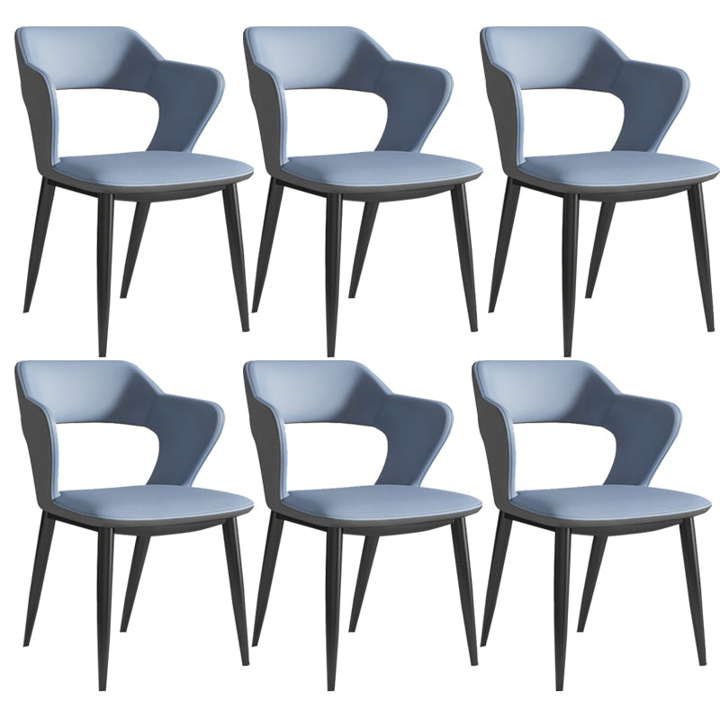 Sillas de comedor de cuero de falso sillón de brazo trasero de estilo moderno para comedor