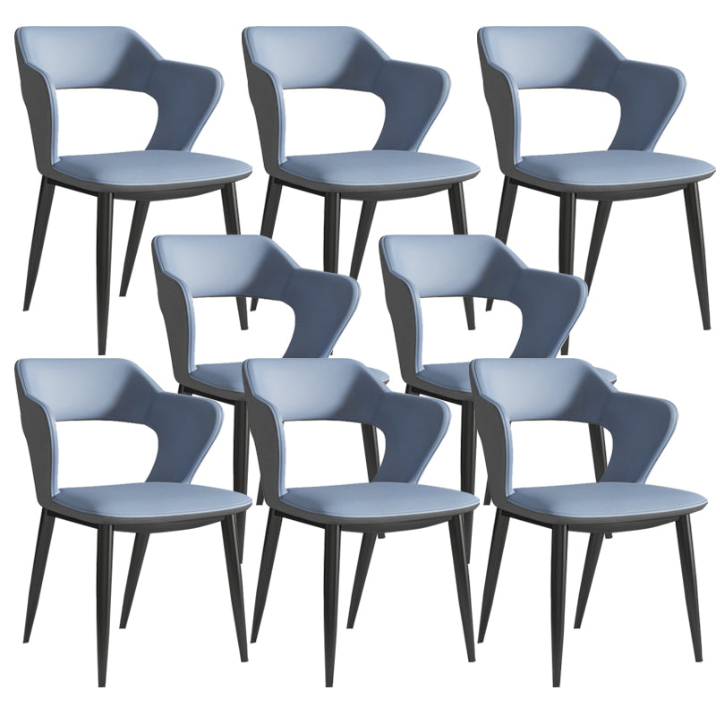 Sillas de comedor de cuero de falso sillón de brazo trasero de estilo moderno para comedor