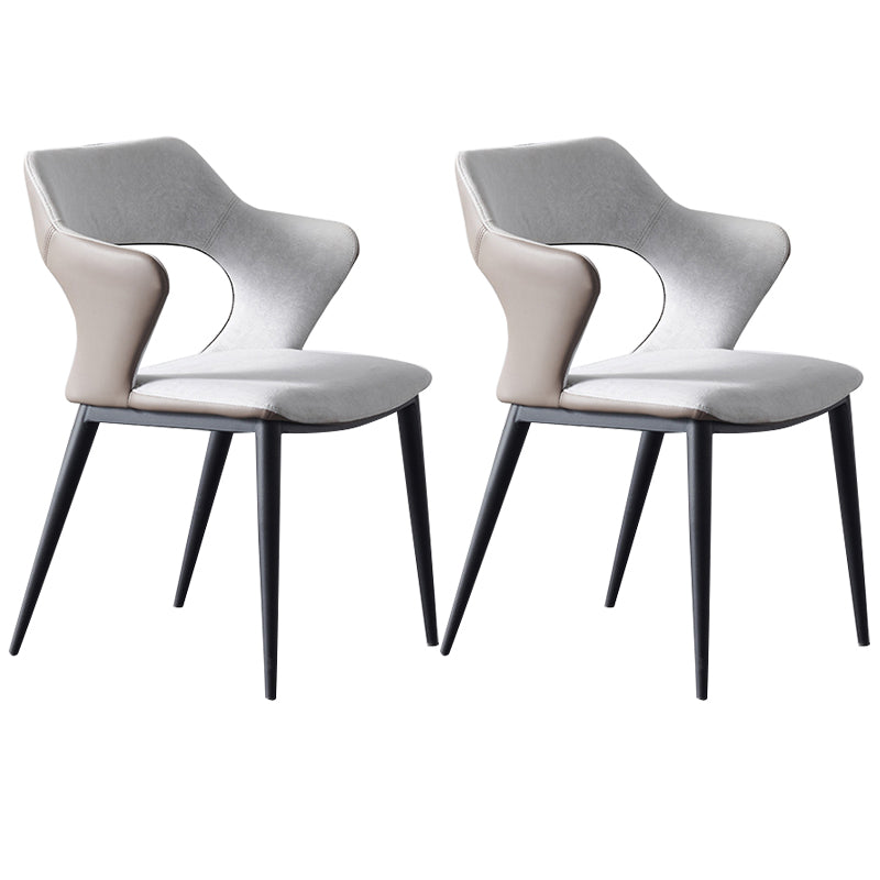 Faux Leder Essstühle Moderner Stil Open Rücken Armstuhl für Esszimmer