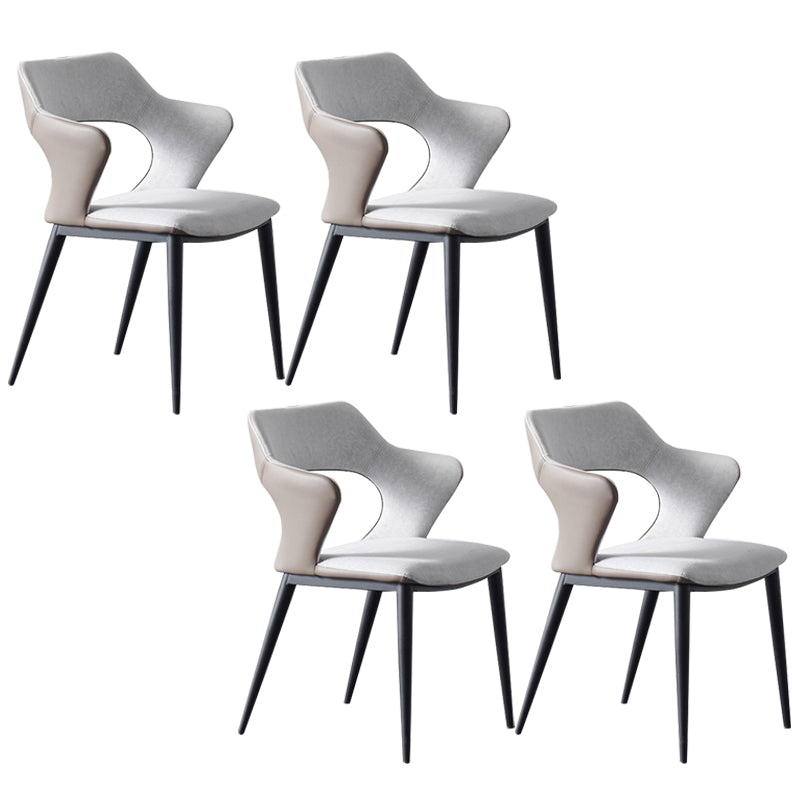 Faux Leder Essstühle Moderner Stil Open Rücken Armstuhl für Esszimmer