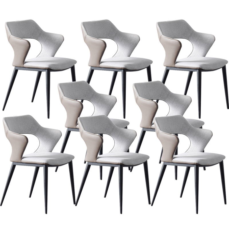 Sillas de comedor de cuero de falso sillón de brazo trasero de estilo moderno para comedor