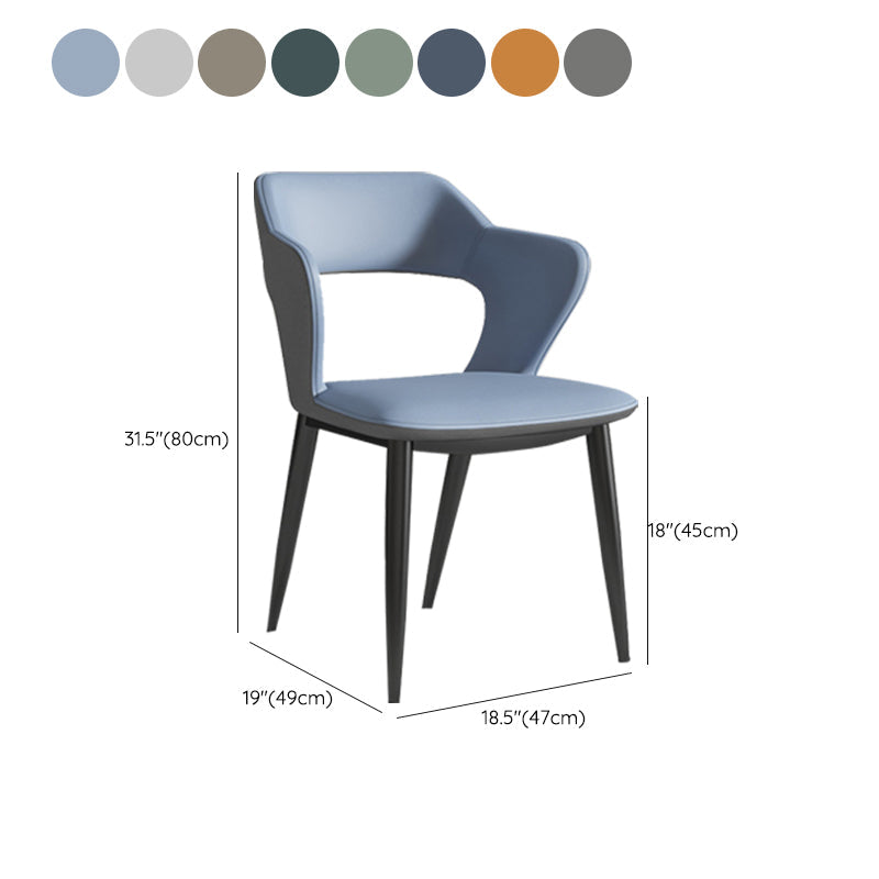 Sillas de comedor de cuero de falso sillón de brazo trasero de estilo moderno para comedor