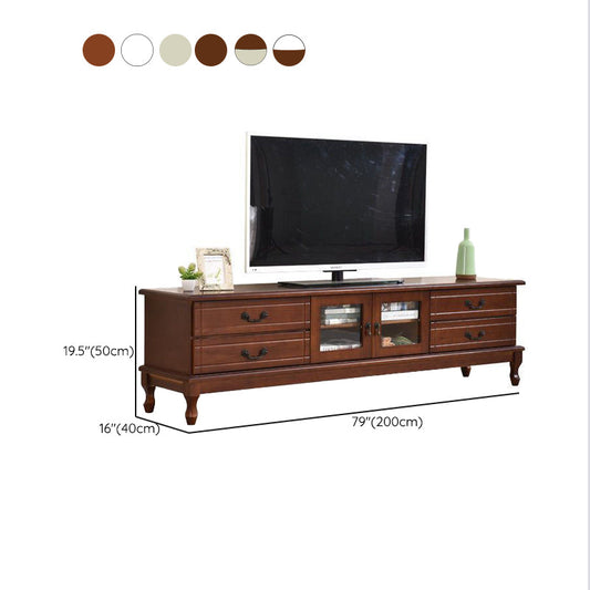 Console televisiva in legno di supporto per supporti televisivi di archiviazione antichi con porte