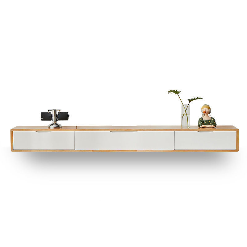 Modern Rubber Wood TV Stand Console Floating TV Media Stand for Living Room White Natural Clearhalo 'furn' 'furn_tv_stands_entertainment_centers' 'Furniture' 'Living Room Furniture' 'TV Stands & Entertainment Centers' 'TV Stands & Media Storage Furniture' 'tv_stands_entertainment_centers' 6773871