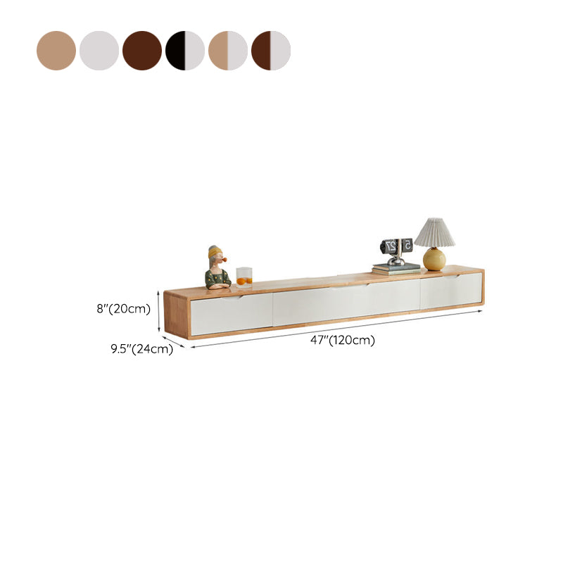 Modern Rubber Wood TV Stand Console Floating TV Media Stand for Living Room Clearhalo 'furn' 'furn_tv_stands_entertainment_centers' 'Furniture' 'Living Room Furniture' 'TV Stands & Entertainment Centers' 'TV Stands & Media Storage Furniture' 'tv_stands_entertainment_centers' 6773876