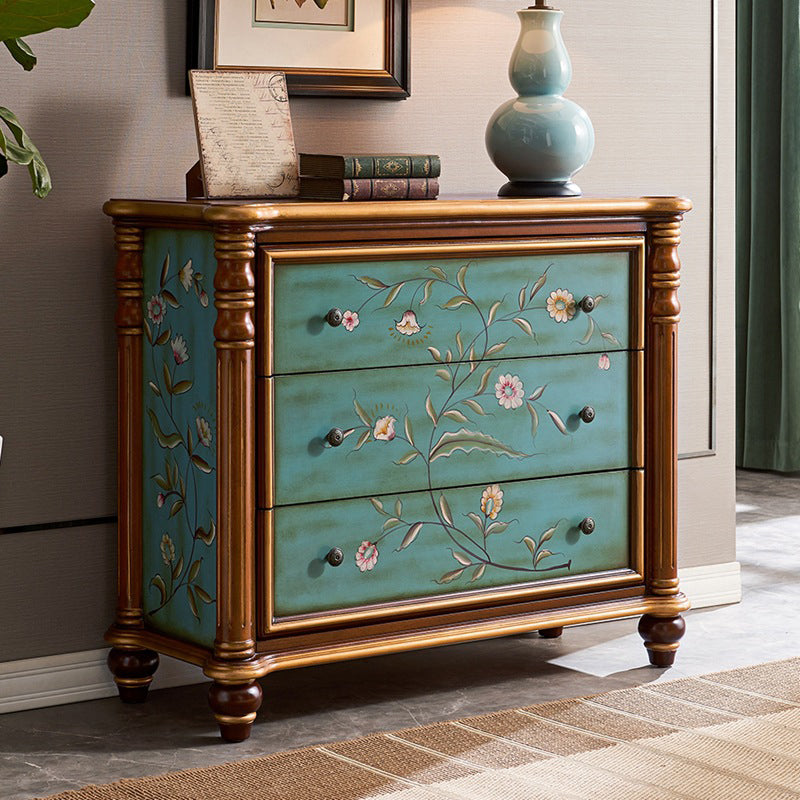 Commode de rangement en bois de commode traditionnelle ornée avec tiroirs pour chambre à coucher