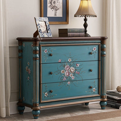 Commode de rangement en bois de commode traditionnelle ornée avec tiroirs pour chambre à coucher