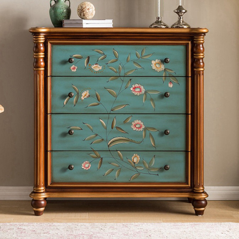Commode de rangement en bois de commode traditionnelle ornée avec tiroirs pour chambre à coucher