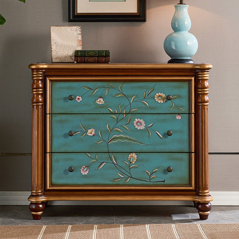 Commode de rangement en bois de commode traditionnelle ornée avec tiroirs pour chambre à coucher