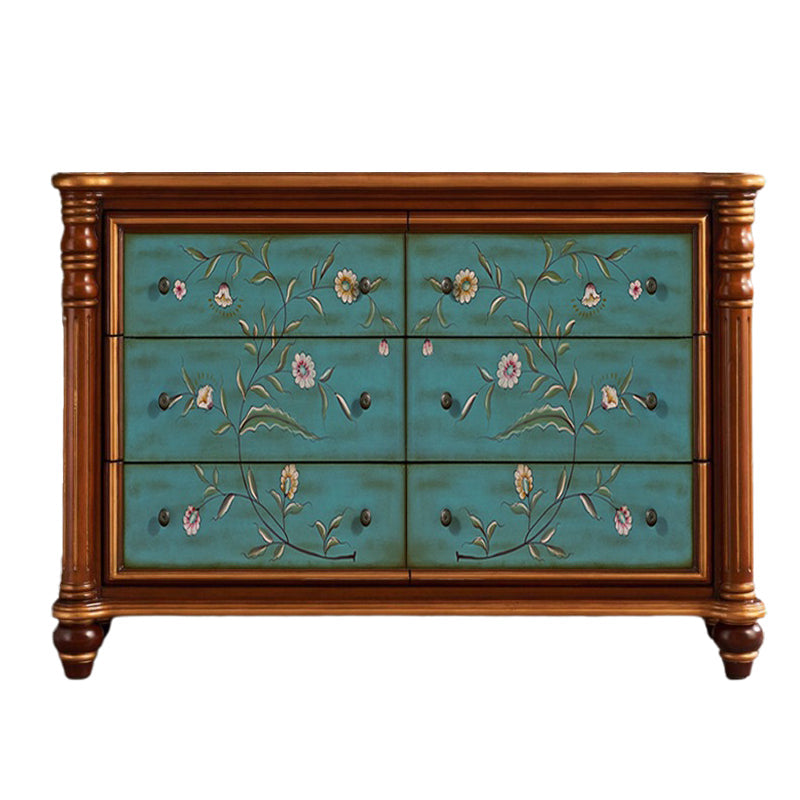 Commode de rangement en bois de commode traditionnelle ornée avec tiroirs pour chambre à coucher