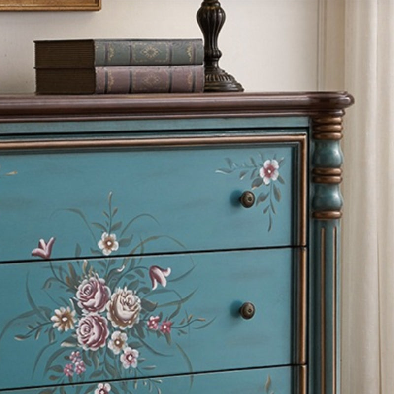 Commode de rangement en bois de commode traditionnelle ornée avec tiroirs pour chambre à coucher