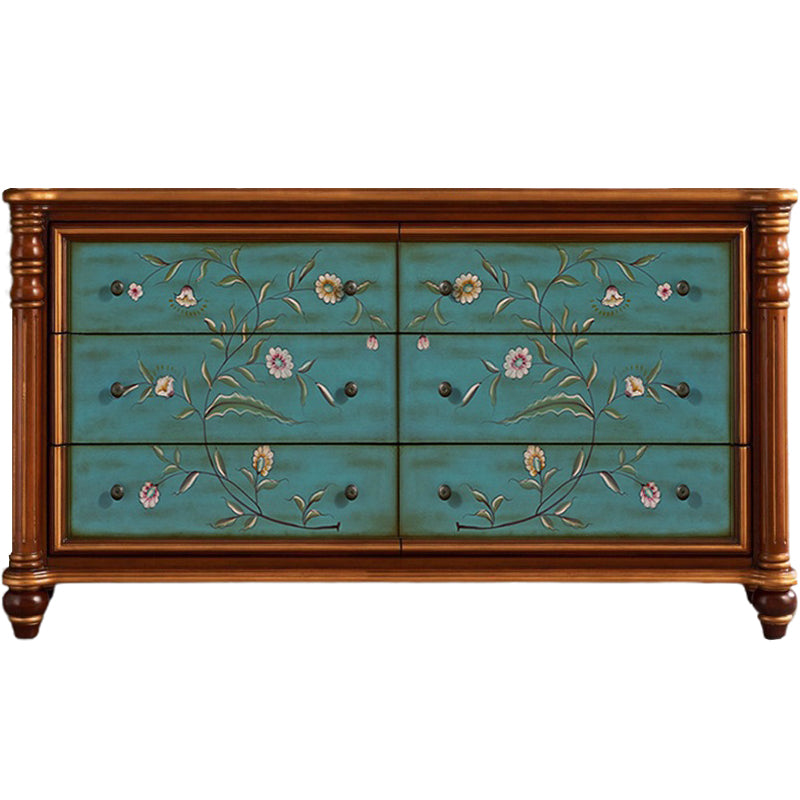 Commode de rangement en bois de commode traditionnelle ornée avec tiroirs pour chambre à coucher
