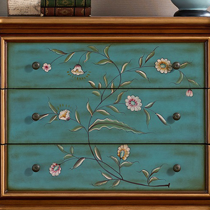 Commode de rangement en bois de commode traditionnelle ornée avec tiroirs pour chambre à coucher