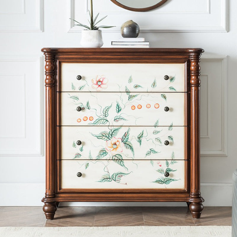 Commode de rangement en bois de commode traditionnelle ornée avec tiroirs pour chambre à coucher
