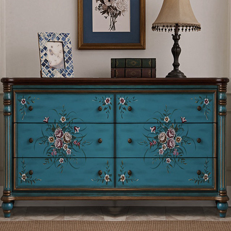 Commode de rangement en bois de commode traditionnelle ornée avec tiroirs pour chambre à coucher