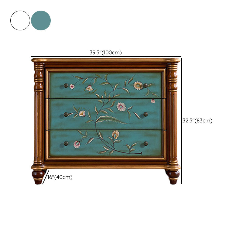 Commode de rangement en bois de commode traditionnelle ornée avec tiroirs pour chambre à coucher