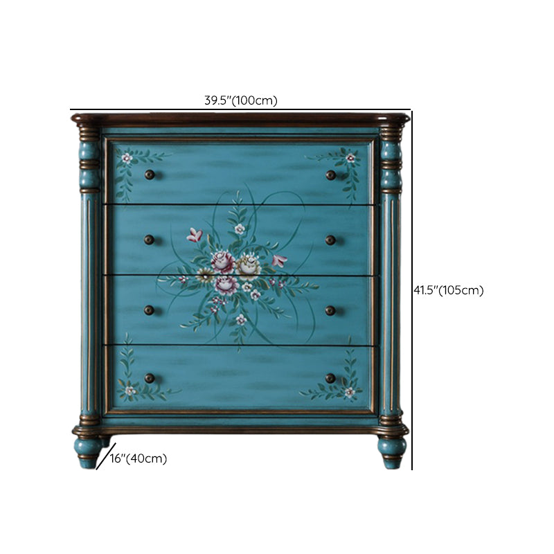 Commode de rangement en bois de commode traditionnelle ornée avec tiroirs pour chambre à coucher